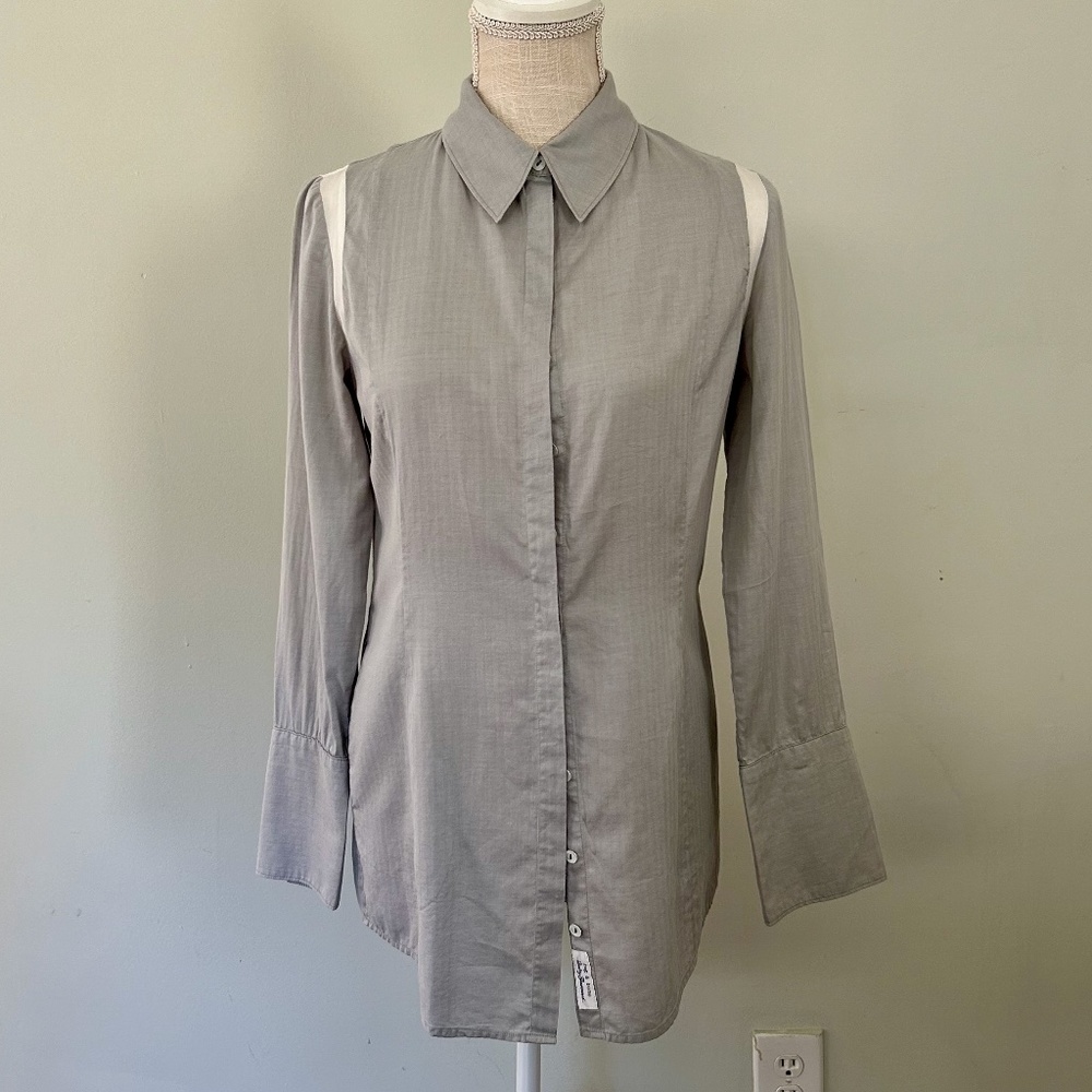 NWT Women's Rag and Bone Long Sleeve Grey Tunic/Top Button Up Size 2